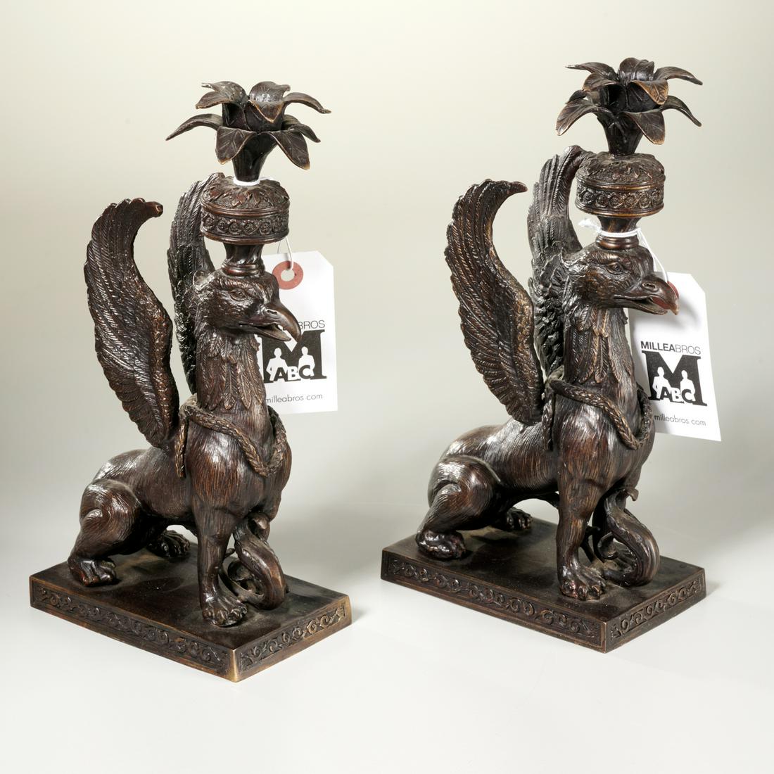 Pair griffin-form candle holders (1 of 5)