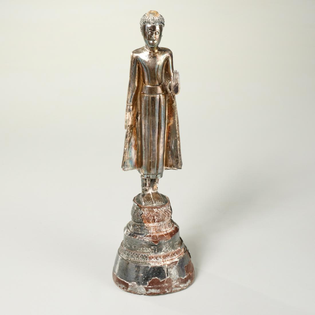 Old Southeast Asian silver overlay standing Buddha (1 of 8)