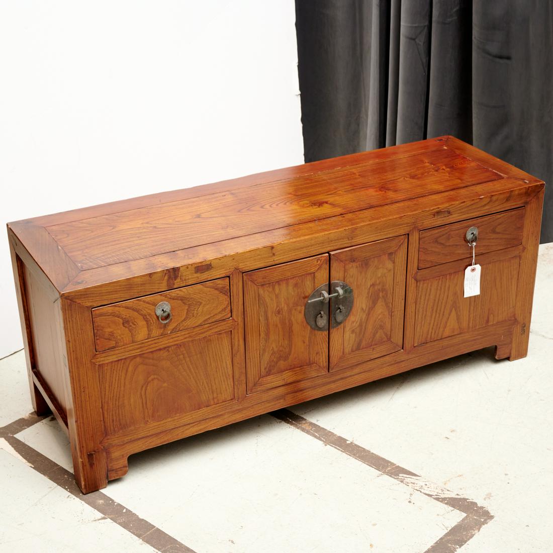 Antique Chinese hardwood low cabinet (1 of 5)