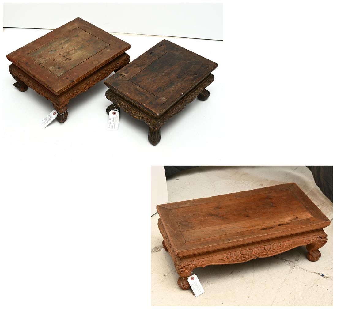 (3) antique Thai carved wood stands (1 of 7)