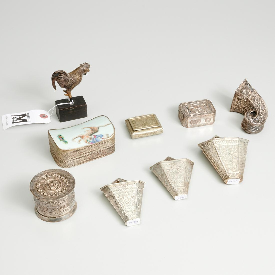 Group Chinese & Thai small silver boxes & objects (1 of 6)