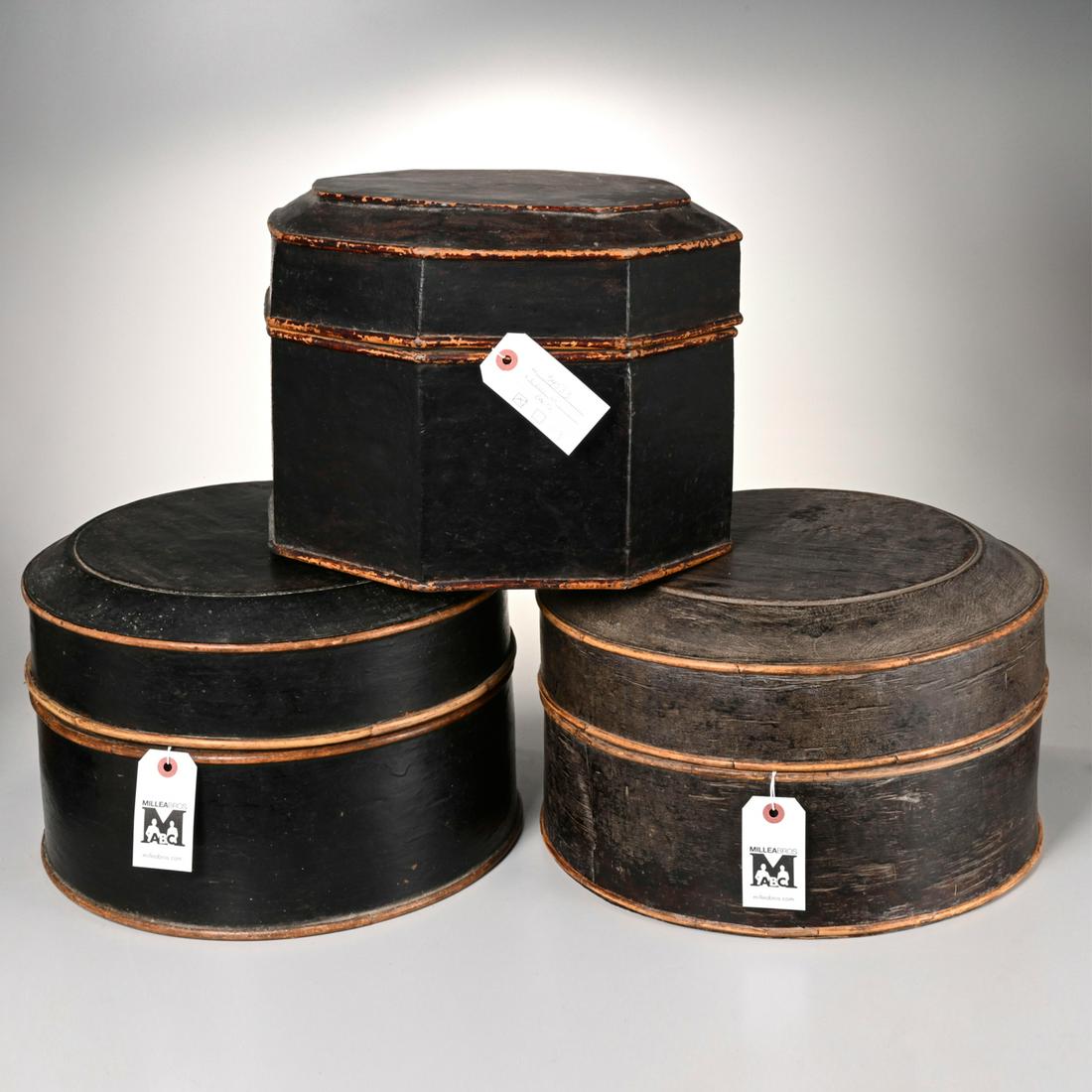 (3) Chinese lacquer hat boxes (1 of 4)