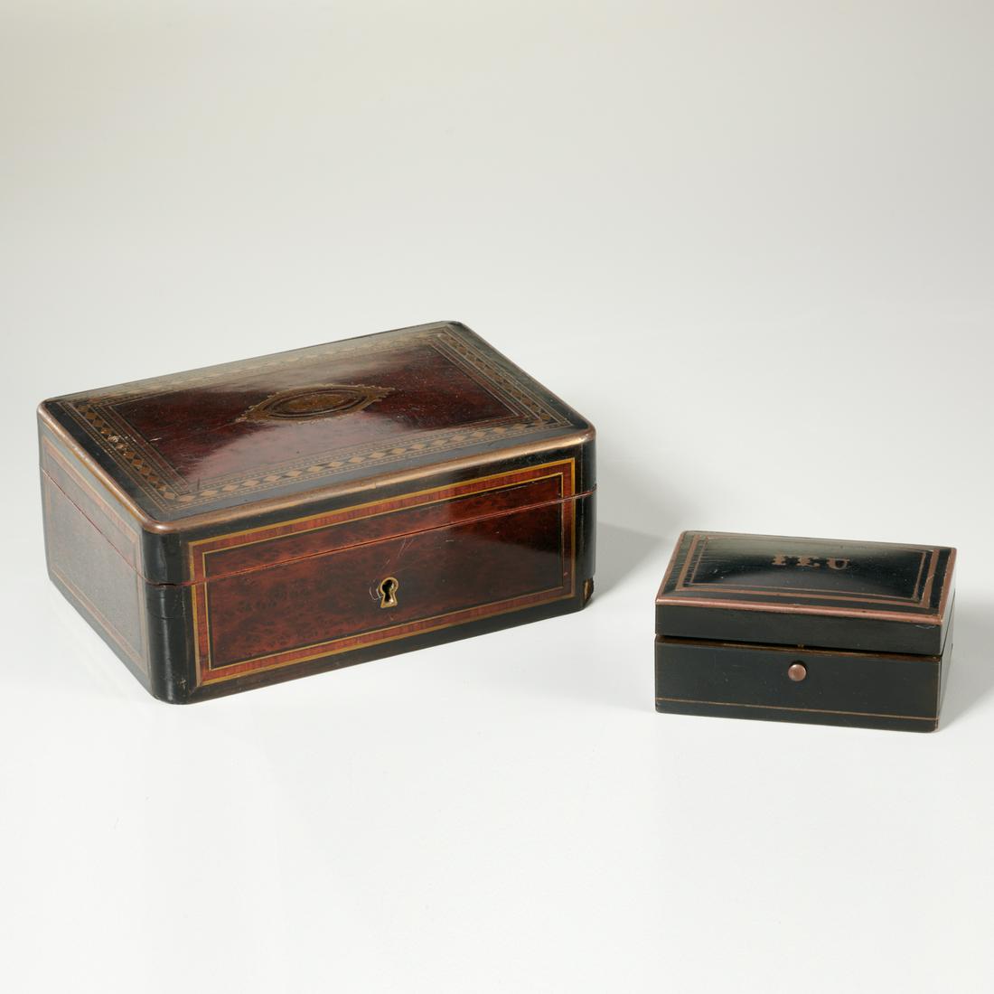 (2) French brass inlaid boxes, incl. Tahan (1 of 8)