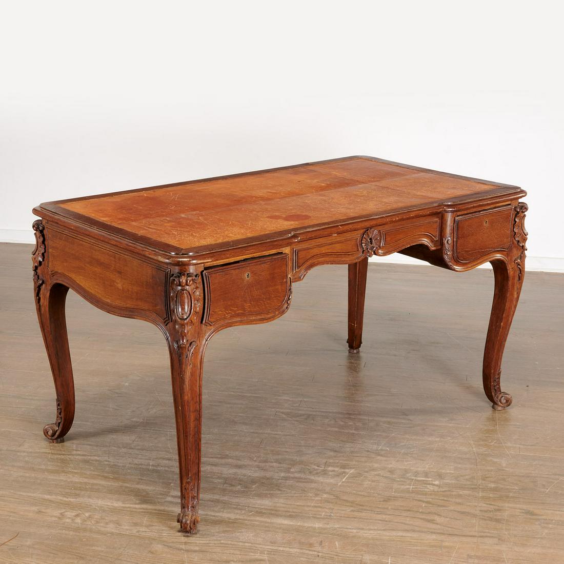 Louis XV Provincial style oak bureau plat (1 of 7)