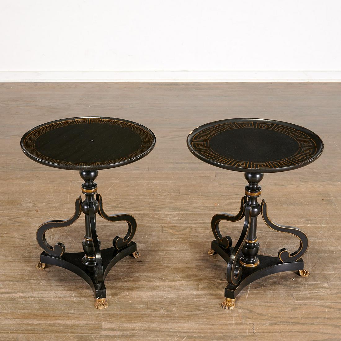 Pair Regency style black lacquered side tables (1 of 5)