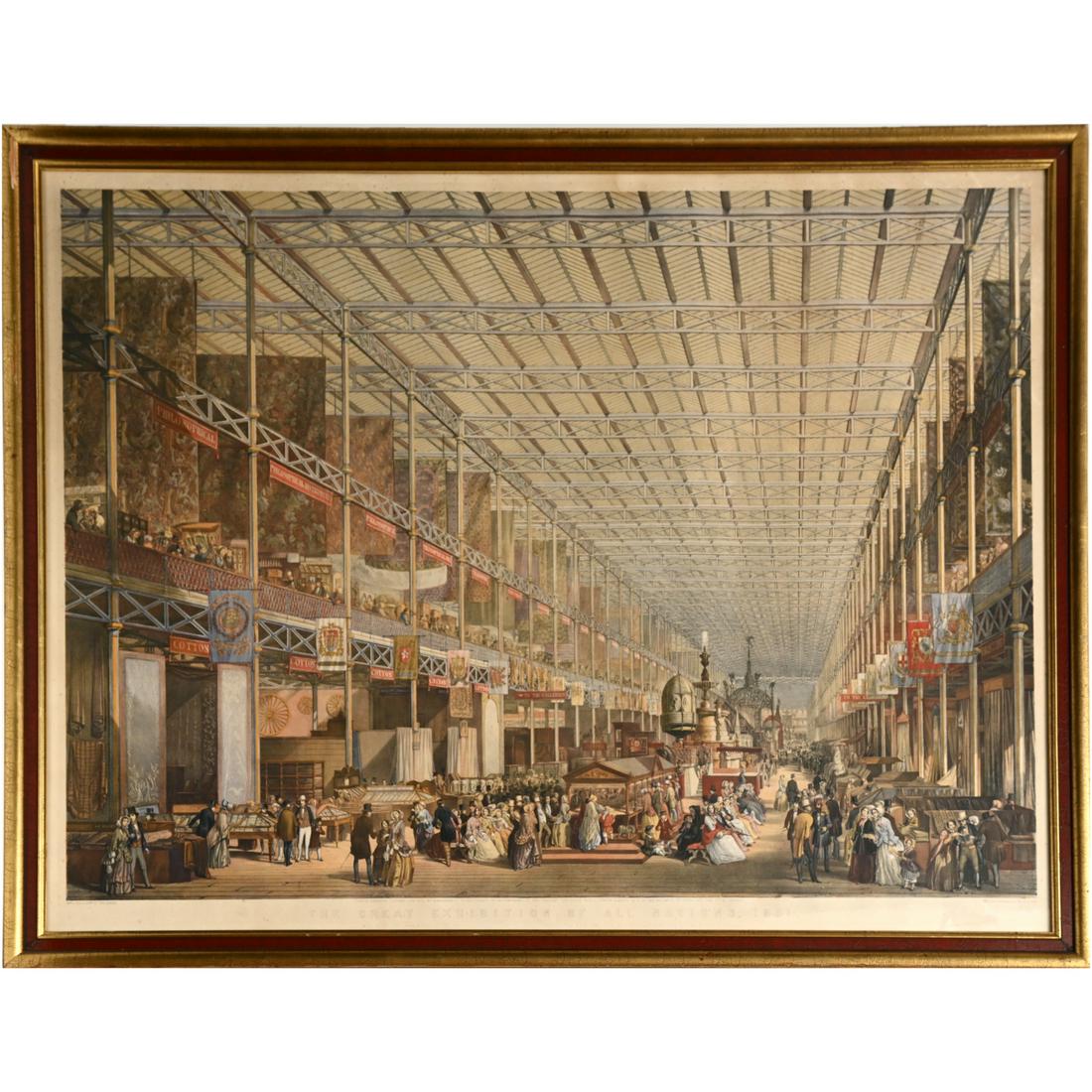 Great Exhibition / Crystal Palace lithograph, 1851: Great Exhibition / Crystal Palace lithograph, 1851, Edmund Walker, "The Great Exhibition of All Nations, 1851", lithograph in colors on paper, Day & Son, Lithographers to the Queen, 1851, London, 30"h