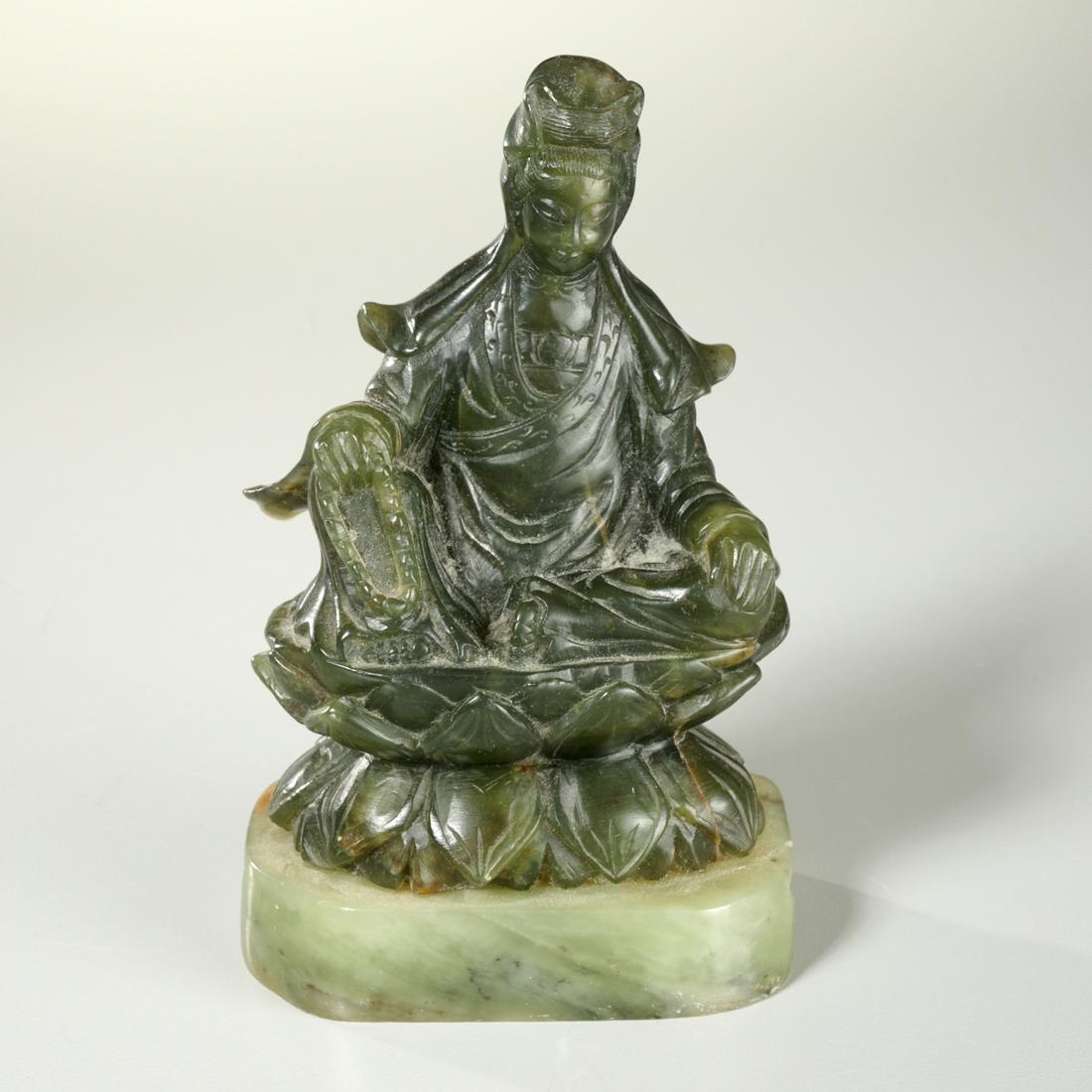 Chinese carved hardstone seated Gaunyin (1 of 4)