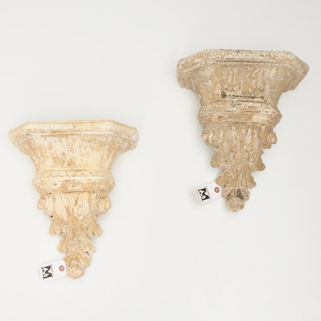 Pair Neoclassical style plaster wall pockets (1 of 7)