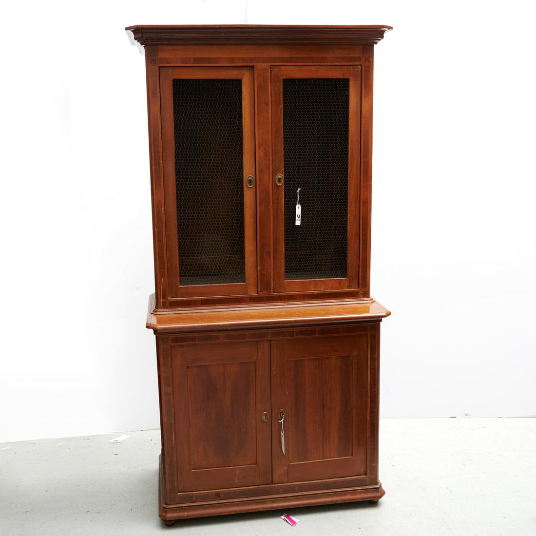 Antique Continental inlaid bookcase cabinet (1 of 4)