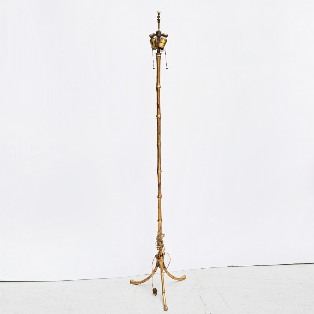 Modernist gilt metal faux bamboo floor lamp (1 of 3)