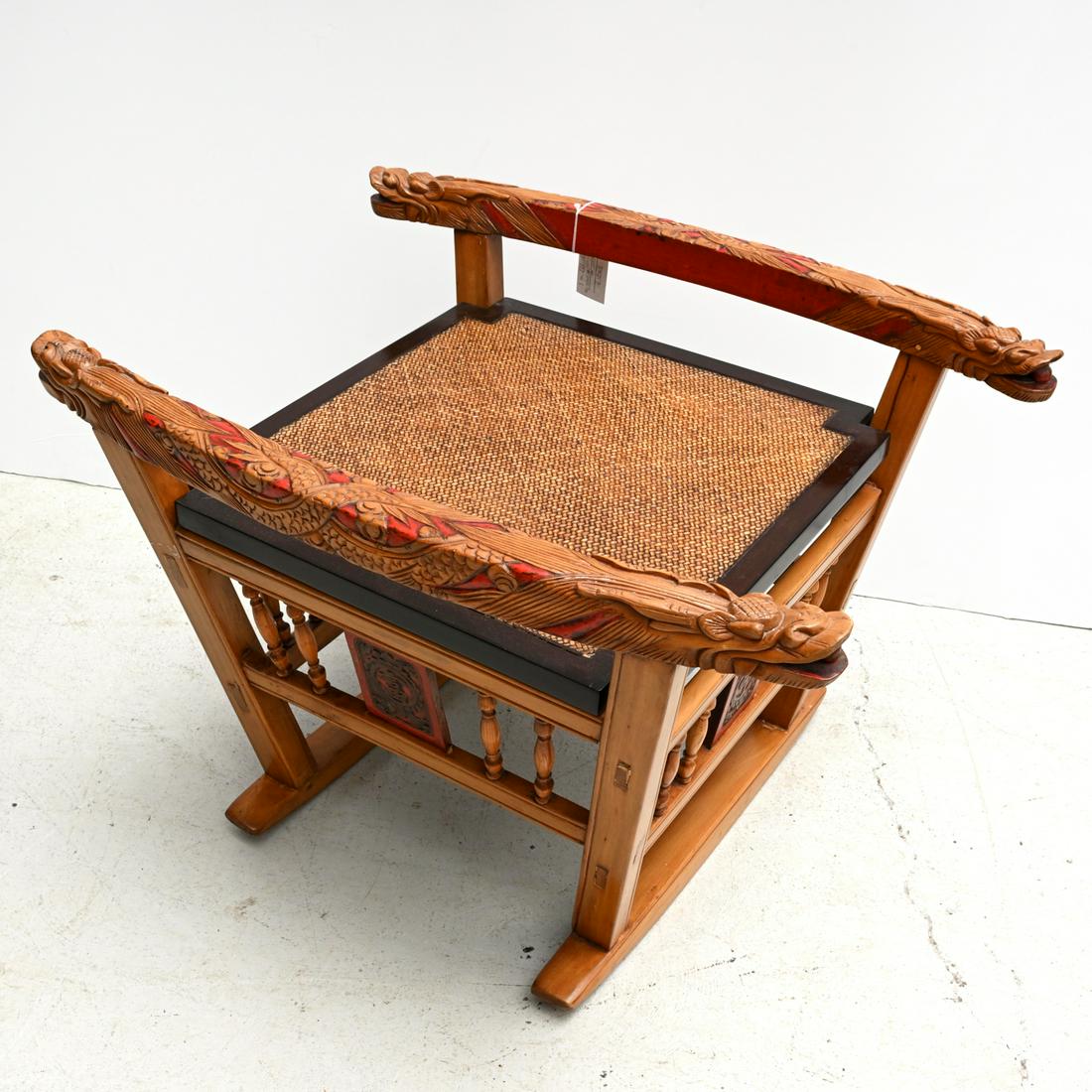 Chinese carved wood cradle stand table (1 of 5)