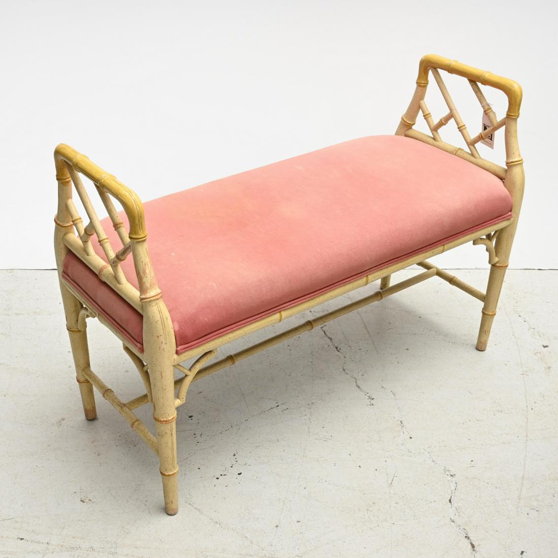 Designer faux bamboo upholstered bench (1 of 3)