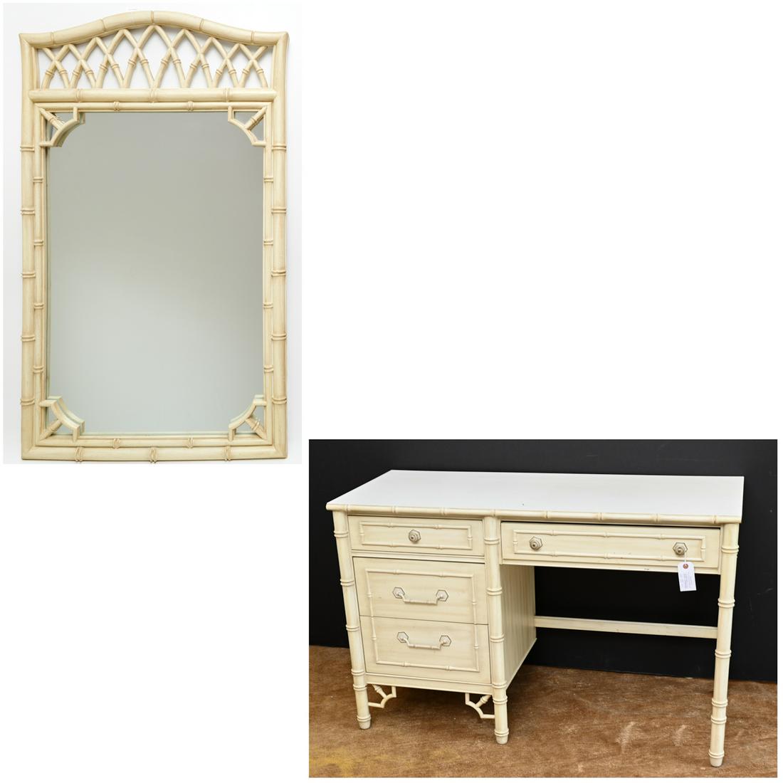 Thomasville Faux Bamboo Desk Mirror
