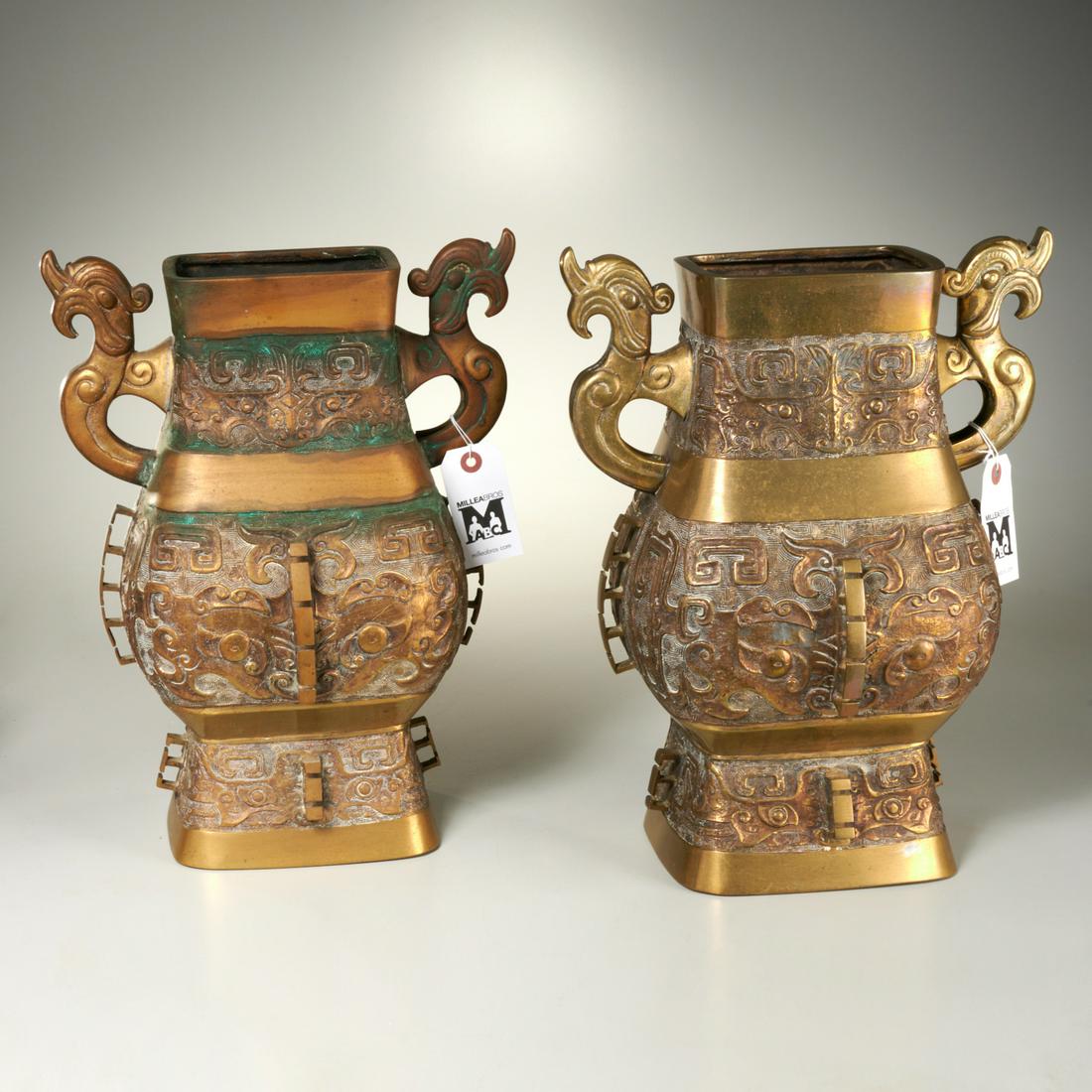 Pair Chinese archaic style bronze vessels (1 of 6)