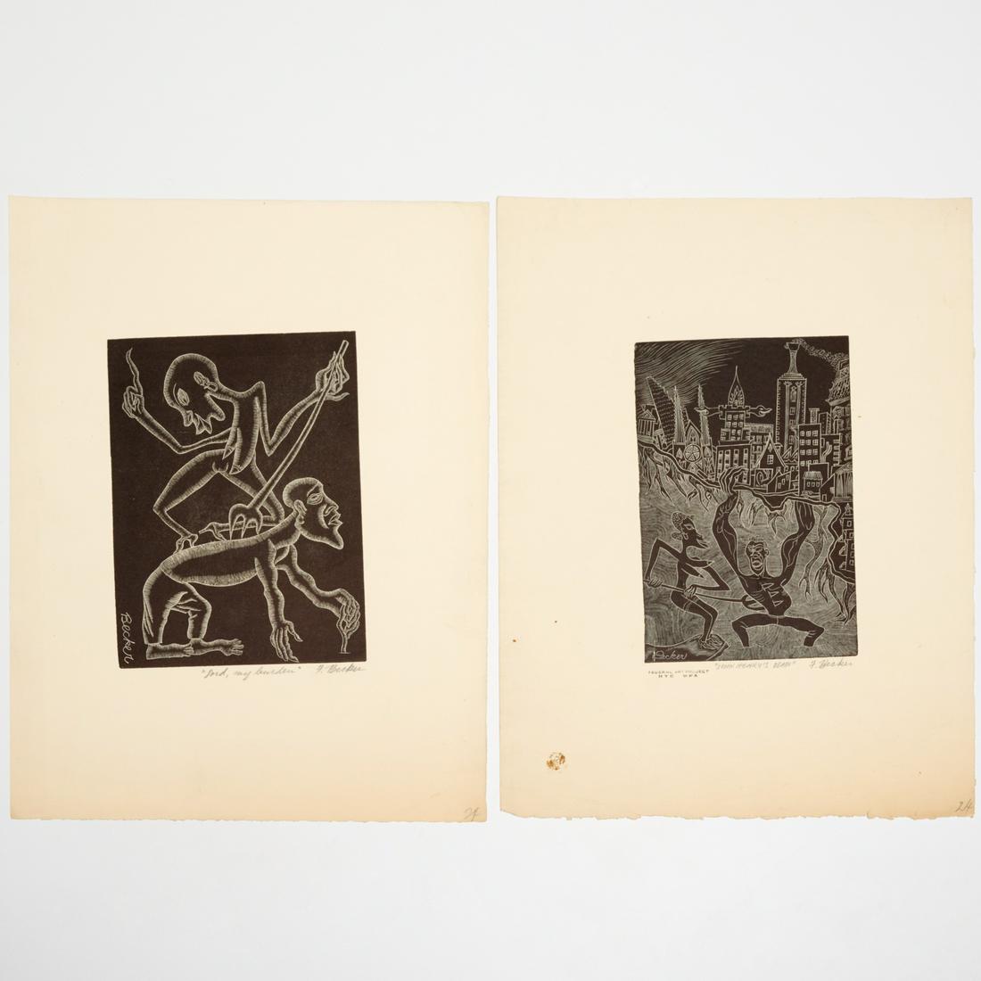 Fred Becker (2) woodcut prints (1 of 6)