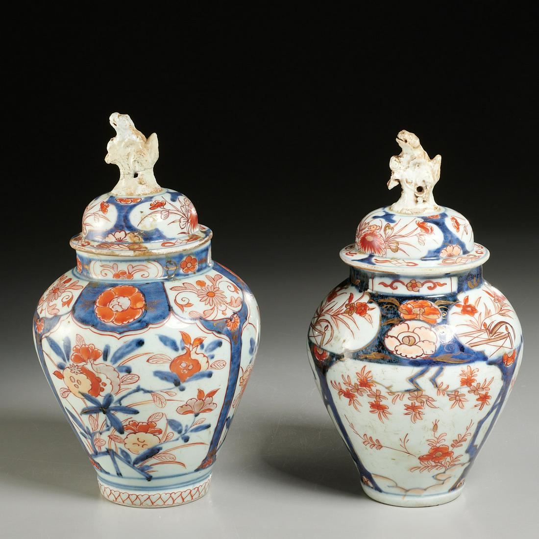 Antique pair Japanese lidded Imari jars (1 of 7)