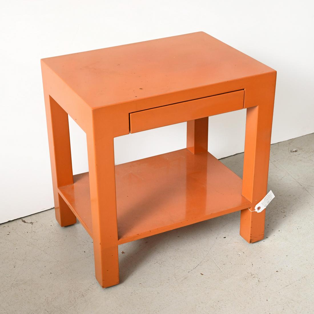 Vintage designer orange lacquer parsons table (1 of 6)
