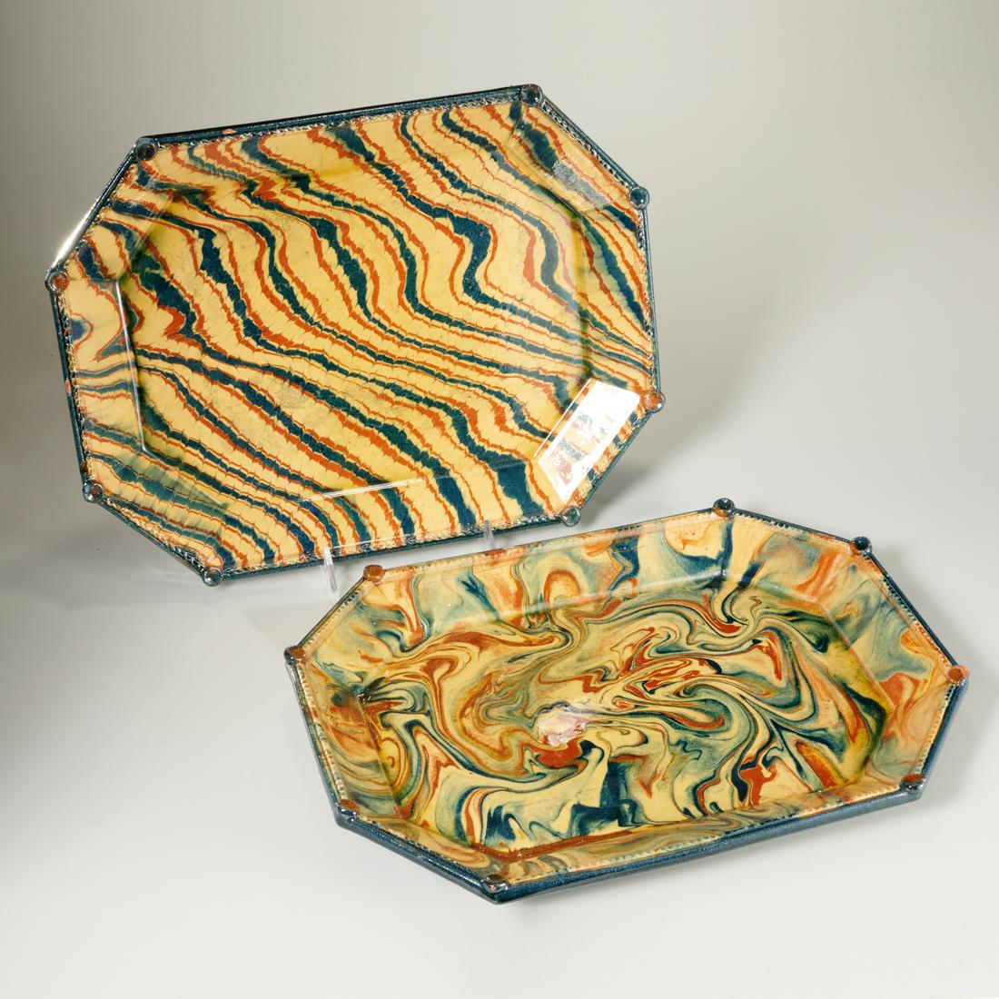 (2) Sampigny Les Maranges marbleized glazed trays (1 of 5)