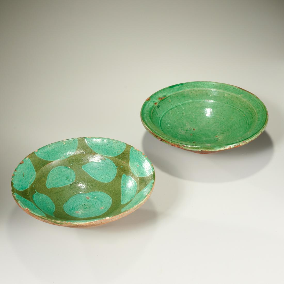 (2) Apple green glazed earthenware fruit bowls (1 of 6)