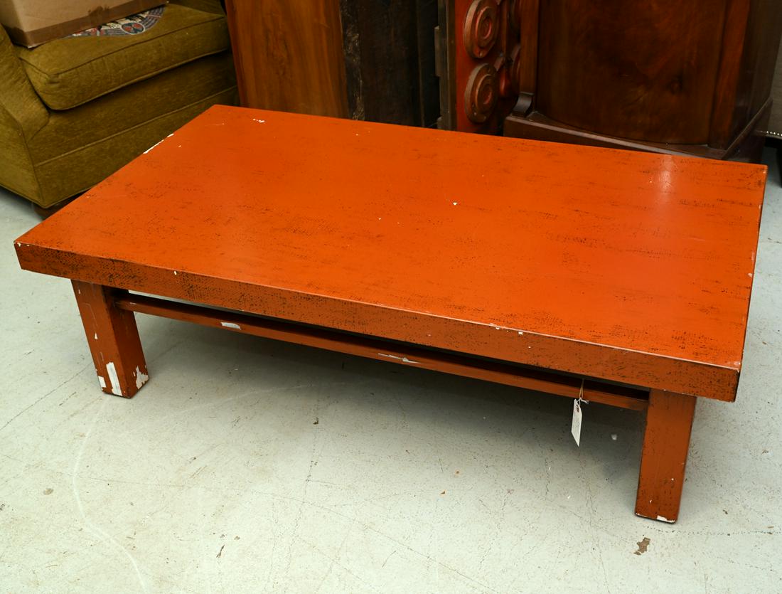 Japanese modern orange lacquer low table (1 of 4)