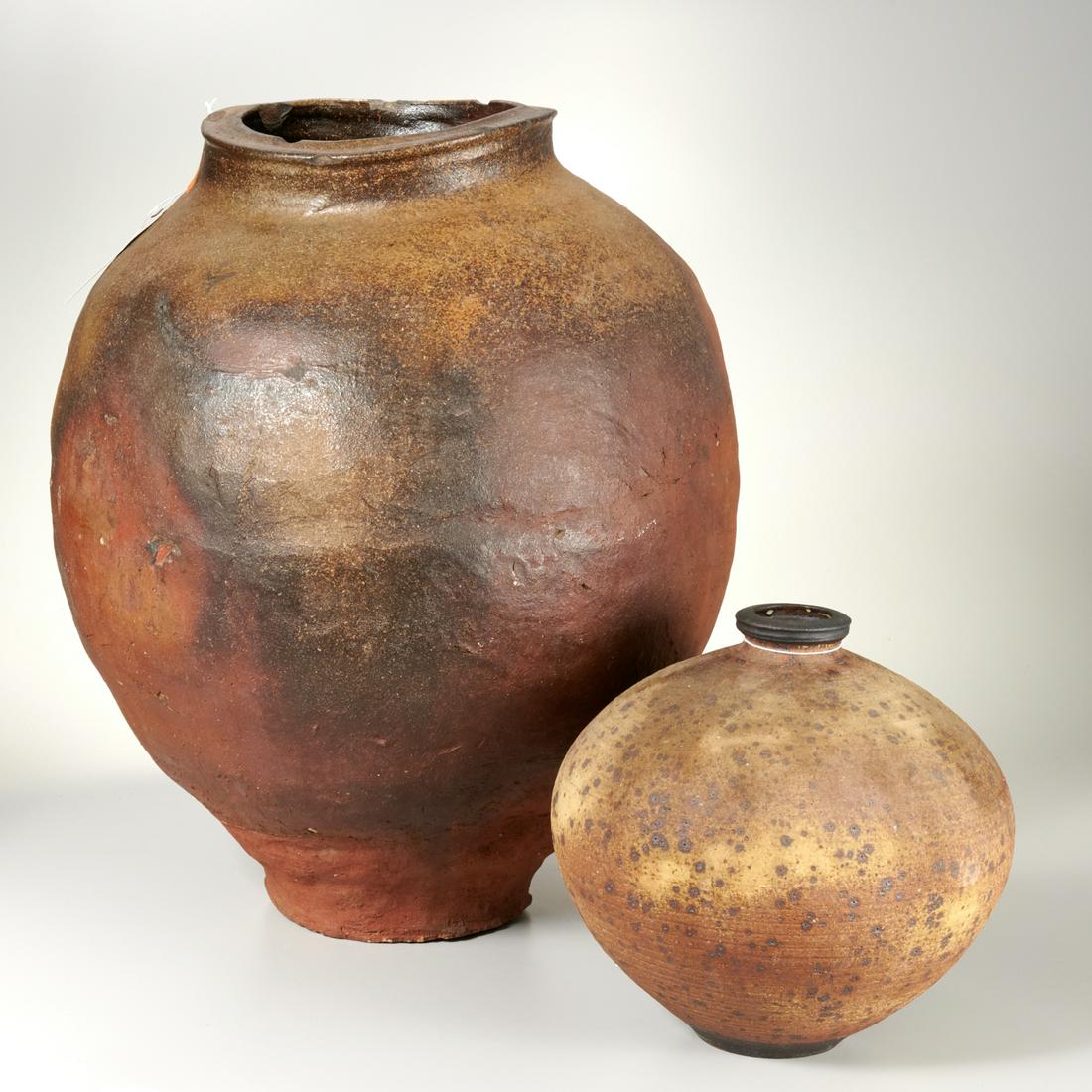 (2) Contemporary Raku earthenware vessels (1 of 6)