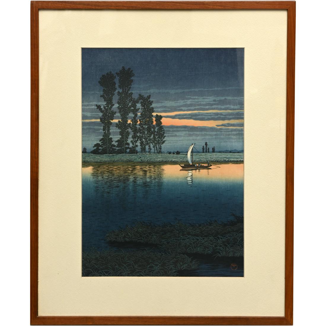 Hasui Kawase, framed woodblock print (1 of 6)