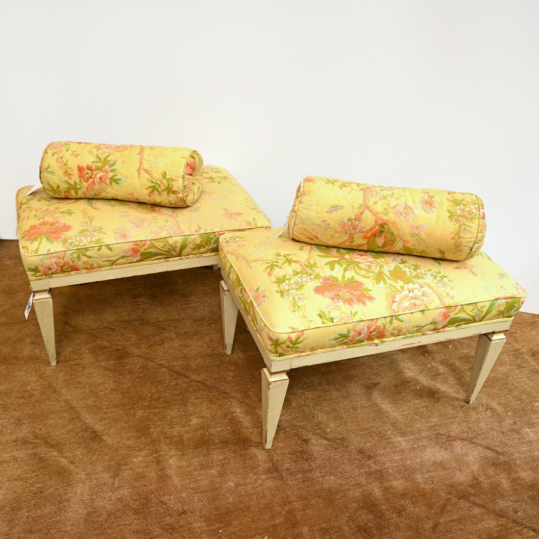 Pair Directoire style upholstered stools (1 of 5)