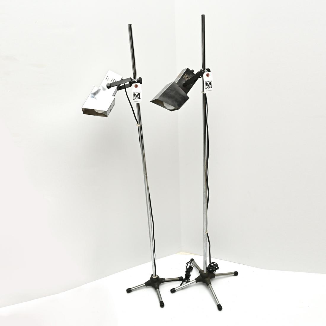 Pair Mid-Century adjustable chrome floor lamps (1 of 4)