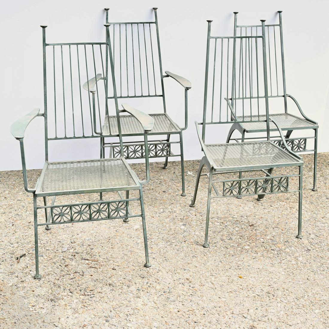 Set (4) Modernist wrought iron garden chairs (1 of 4)