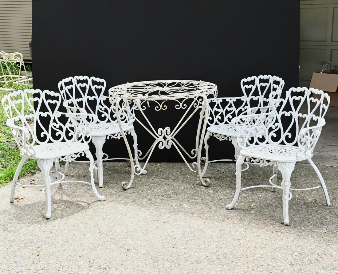 Assembled set painted iron patio table and chairs (1 of 5)