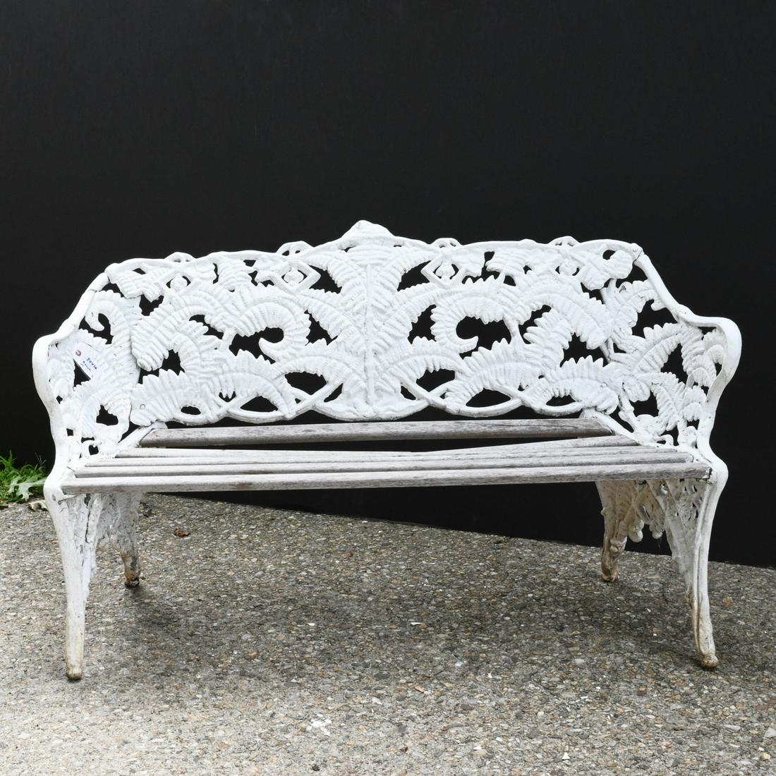 Victorian style cast metal & wood garden bench (1 of 5)