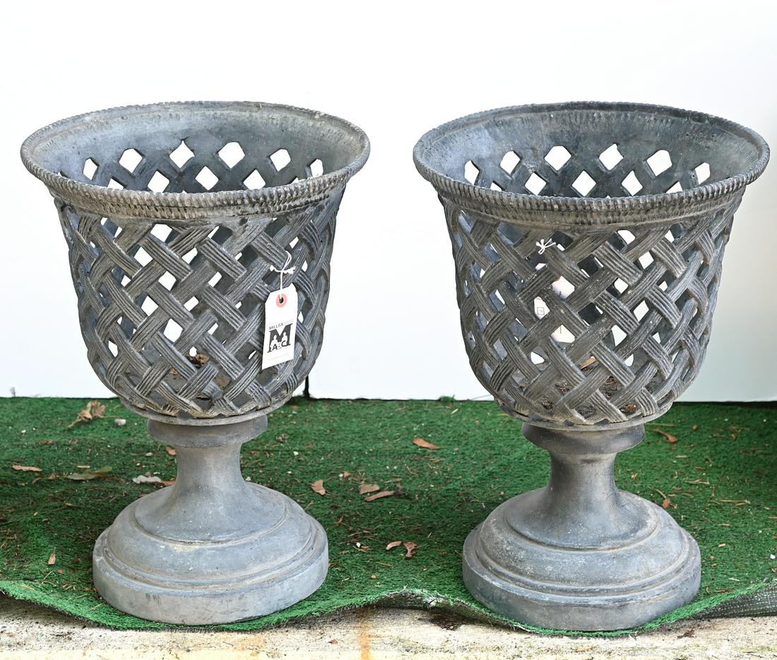 (2) Regency style lead garden urns (1 of 3)