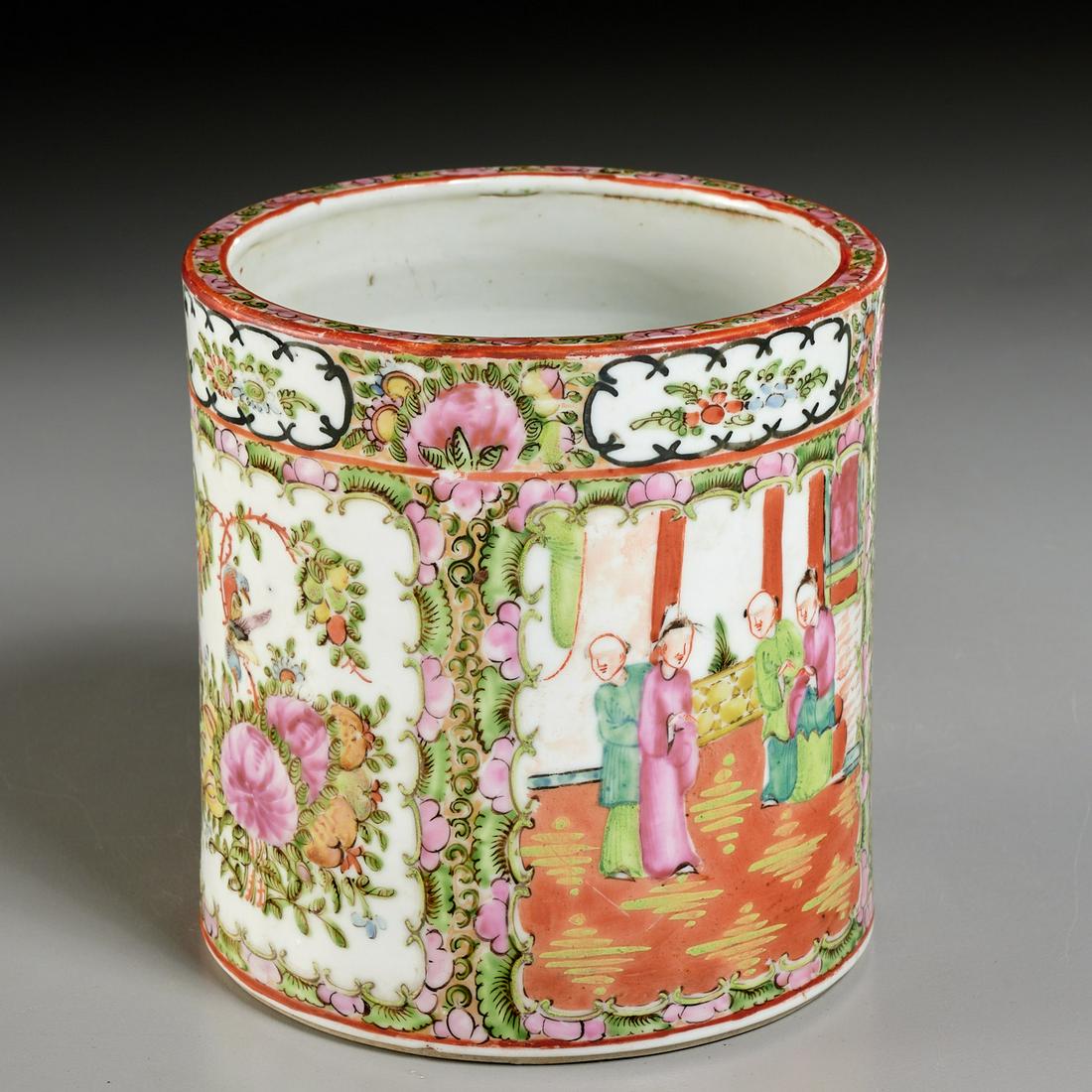 Chinese famille rose brush pot (1 of 7)