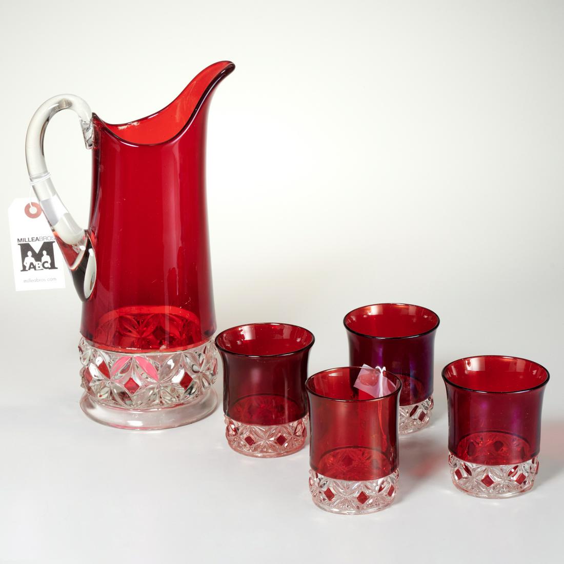 Ruby Rosette water pitcher & tumblers (1 of 5)