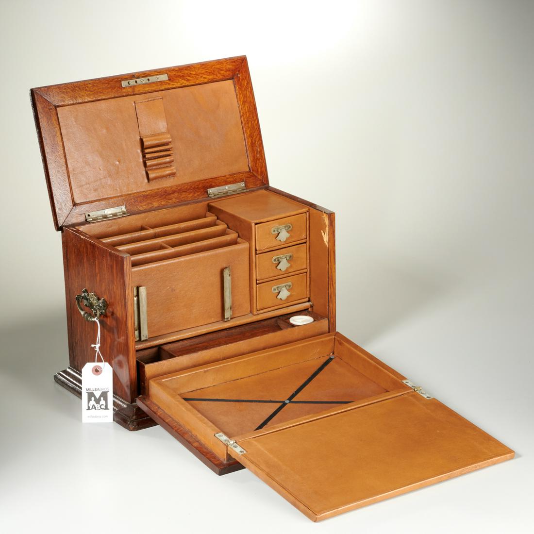 Nice antique oak drop-front travel desk (1 of 6)