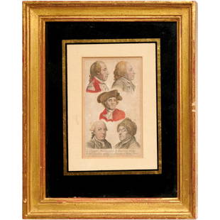 General Washington, Dr. Franklin, engraving 1784: General Washington, Dr. Franklin, engraving 1784, Daniel Berger (German, 1744-1825), Busts of Washington, Gates, Franklin, Laurens and Paul Jones, hand-colored engraving on paper, 1784, 3.75"h x 2.25"