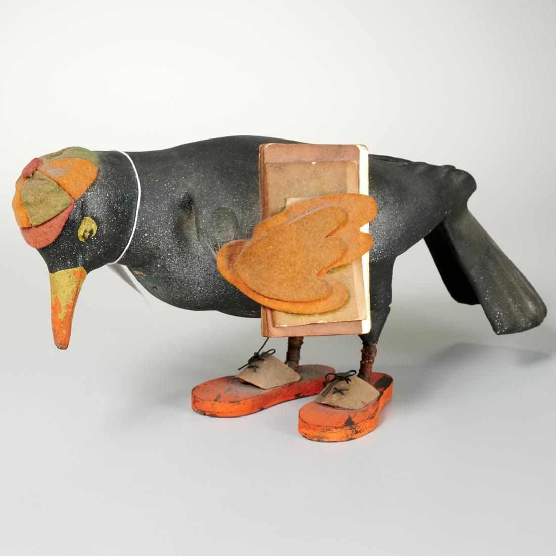 Vintage papier mache Folk Art crow (1 of 4)