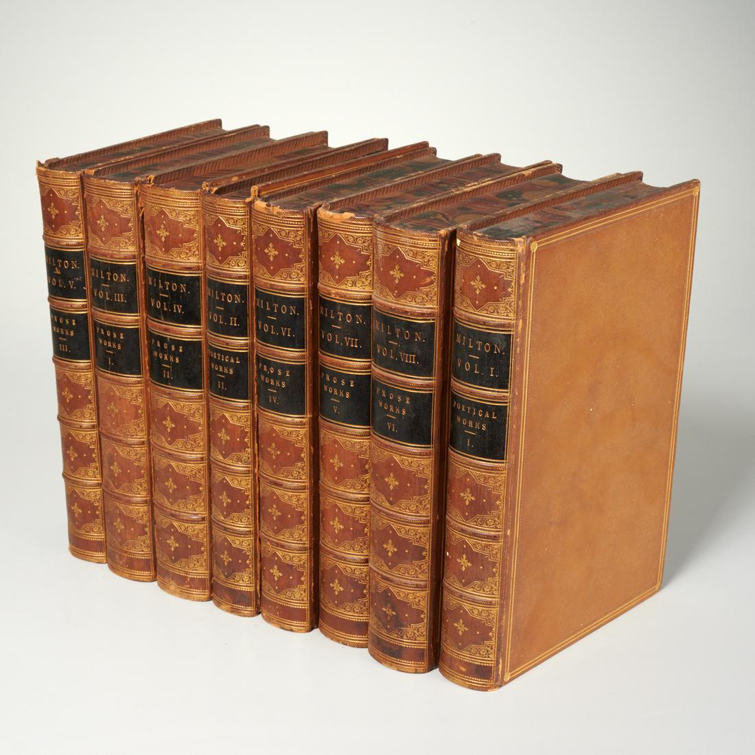 (8) Vols, Works of John Milton, 1851, fine binding (1 of 5)
