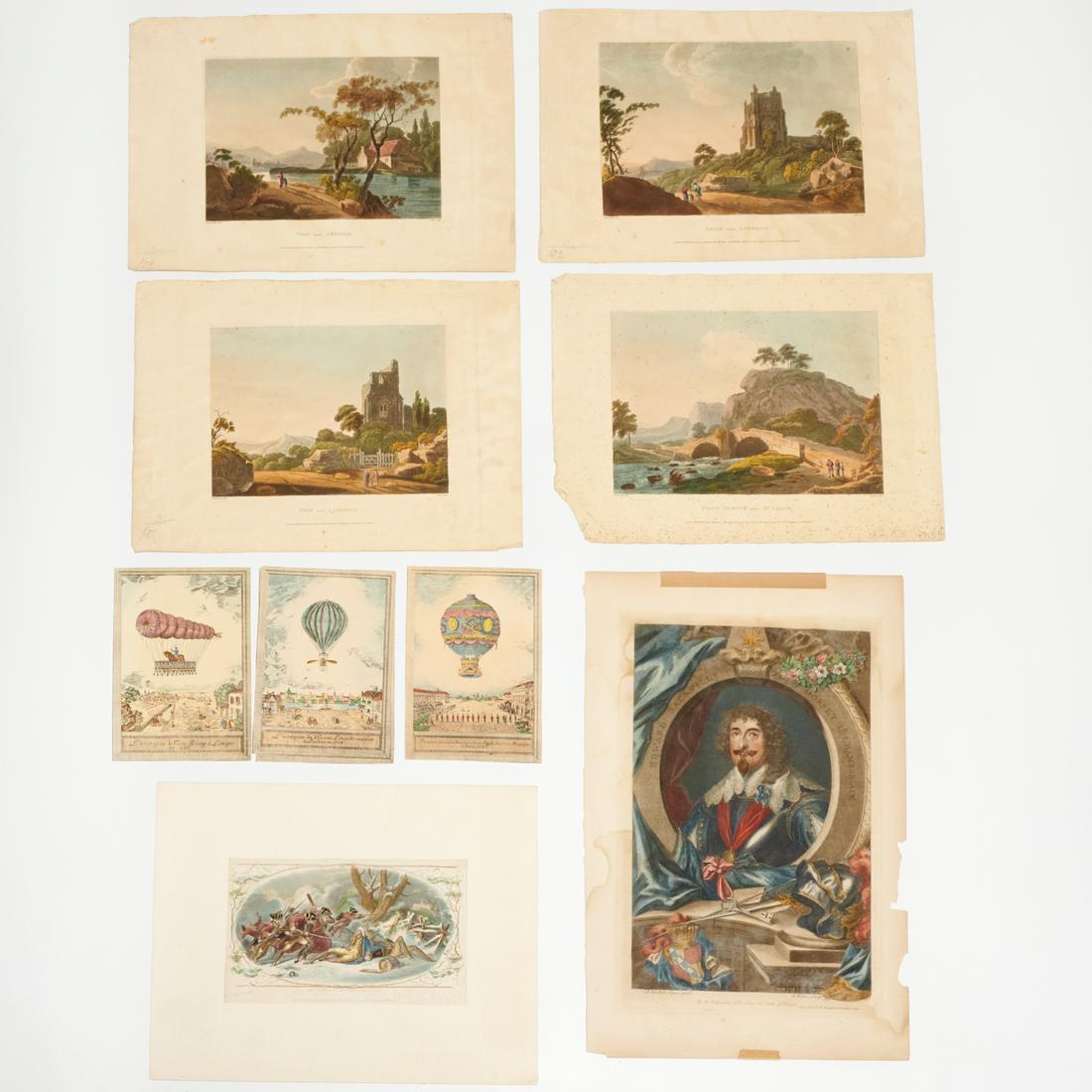 Group of hand-colored etchings and engravings (1 of 7)