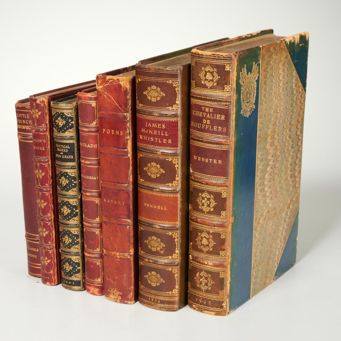 BOOKS: (7) vols., antique leather bindings (1 of 6)