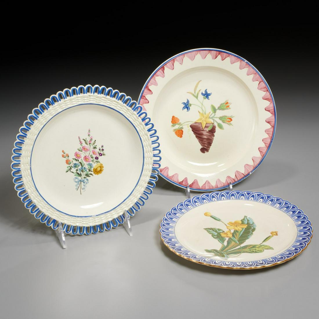 (3) old creamware plates, incl ex-Mario Buatta (1 of 8)