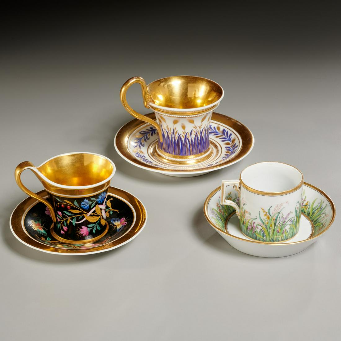 (3) fine KPM gilt porcelain cups and saucers (1 of 7)