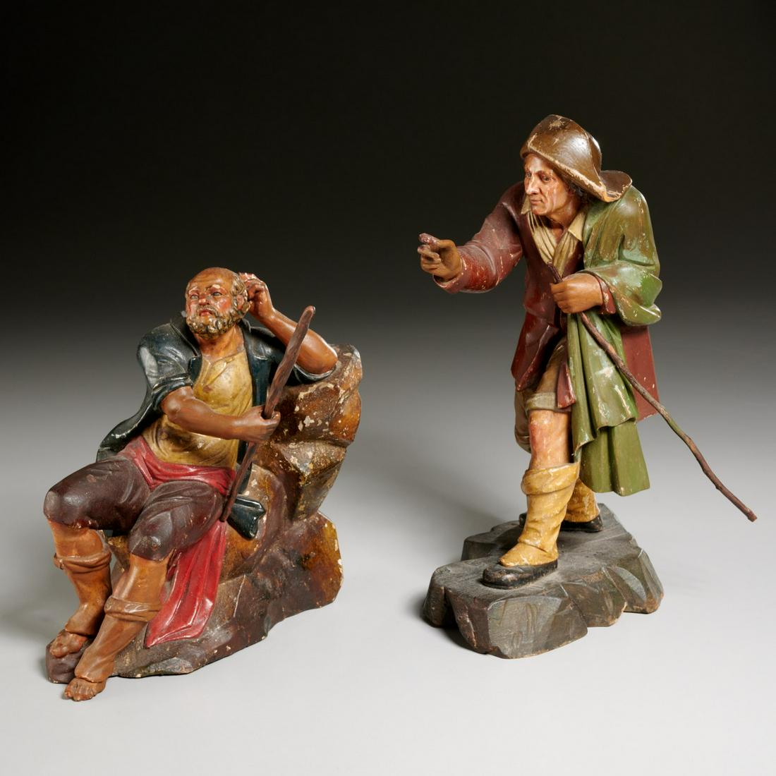 (2) Continental carved wood creche figures (1 of 5)