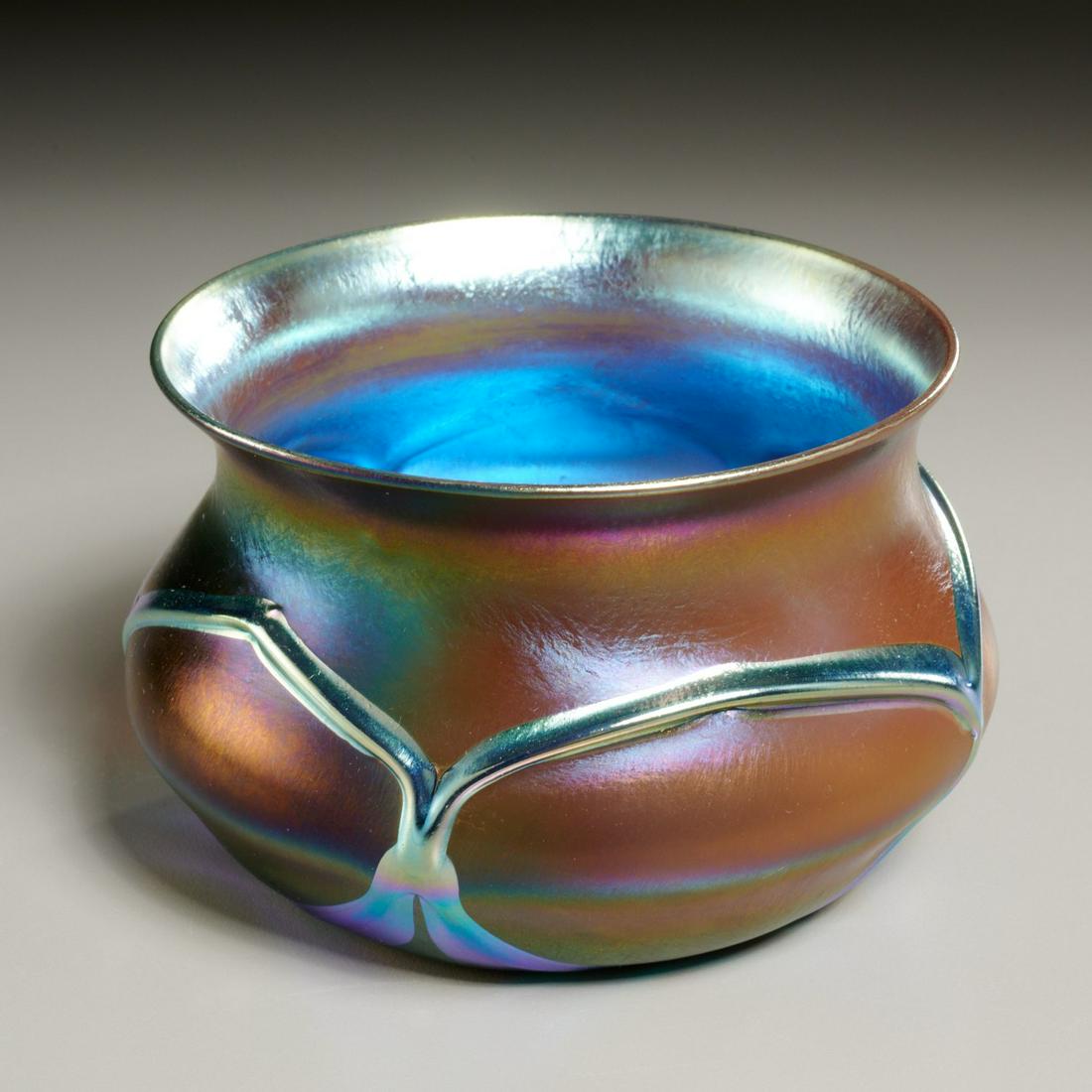 Tiffany Studios blue Favrile glass vase (1 of 5)