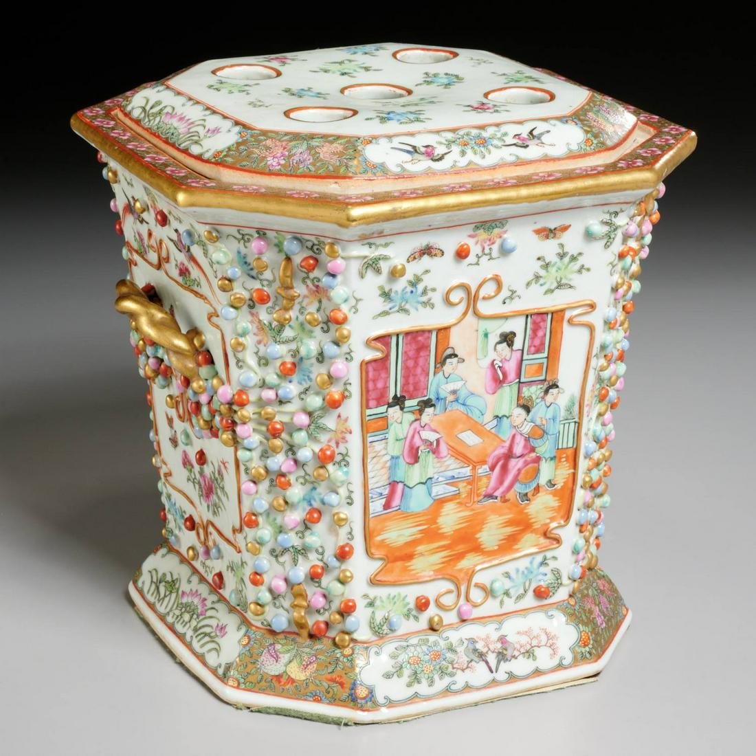 Chinese Export famille rose bough pot and cover (1 of 5)