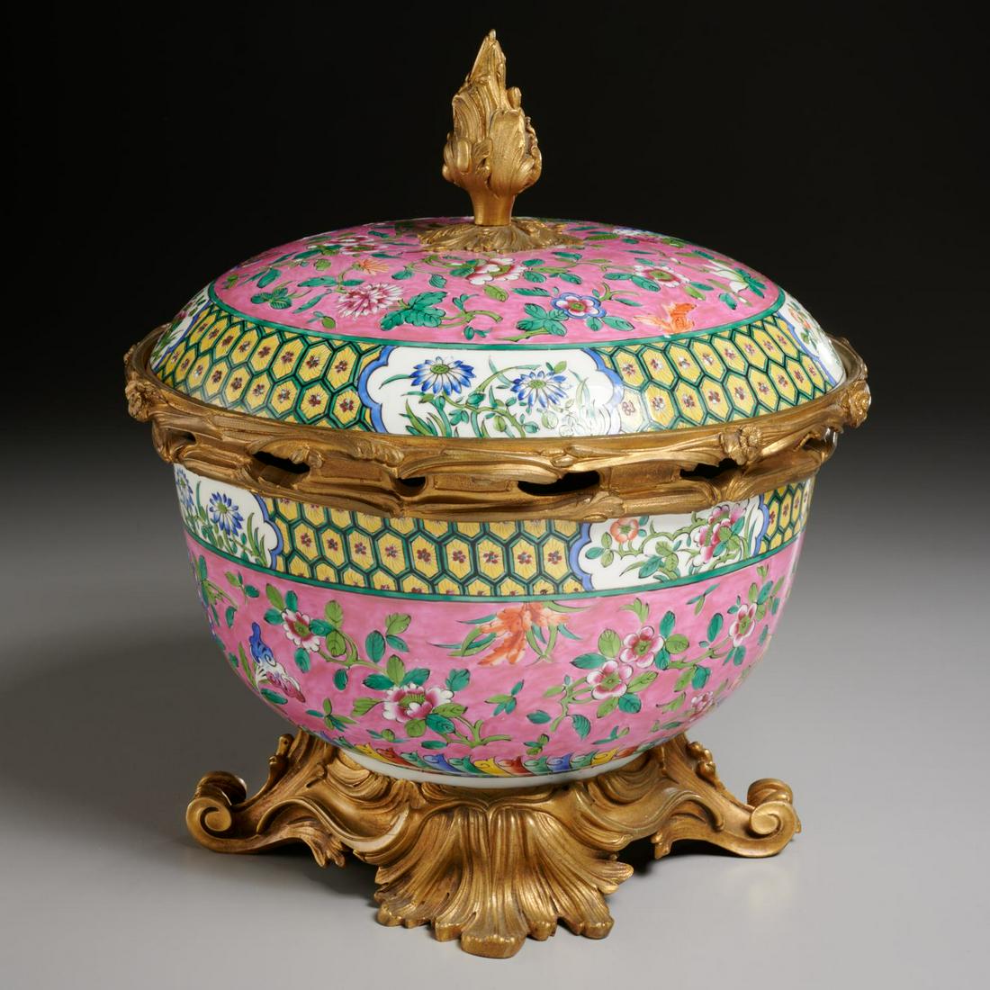 Ormolu mounted famille rose bowl by Beurdeley (1 of 6)