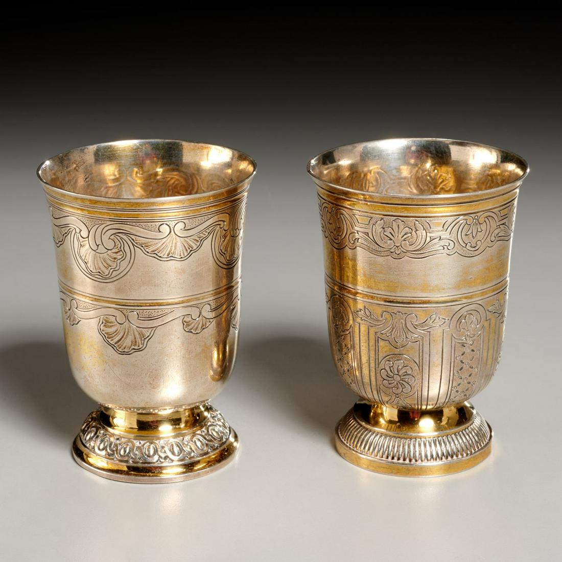 Near pair French gilt washed silver Kiddish cups (1 of 5)