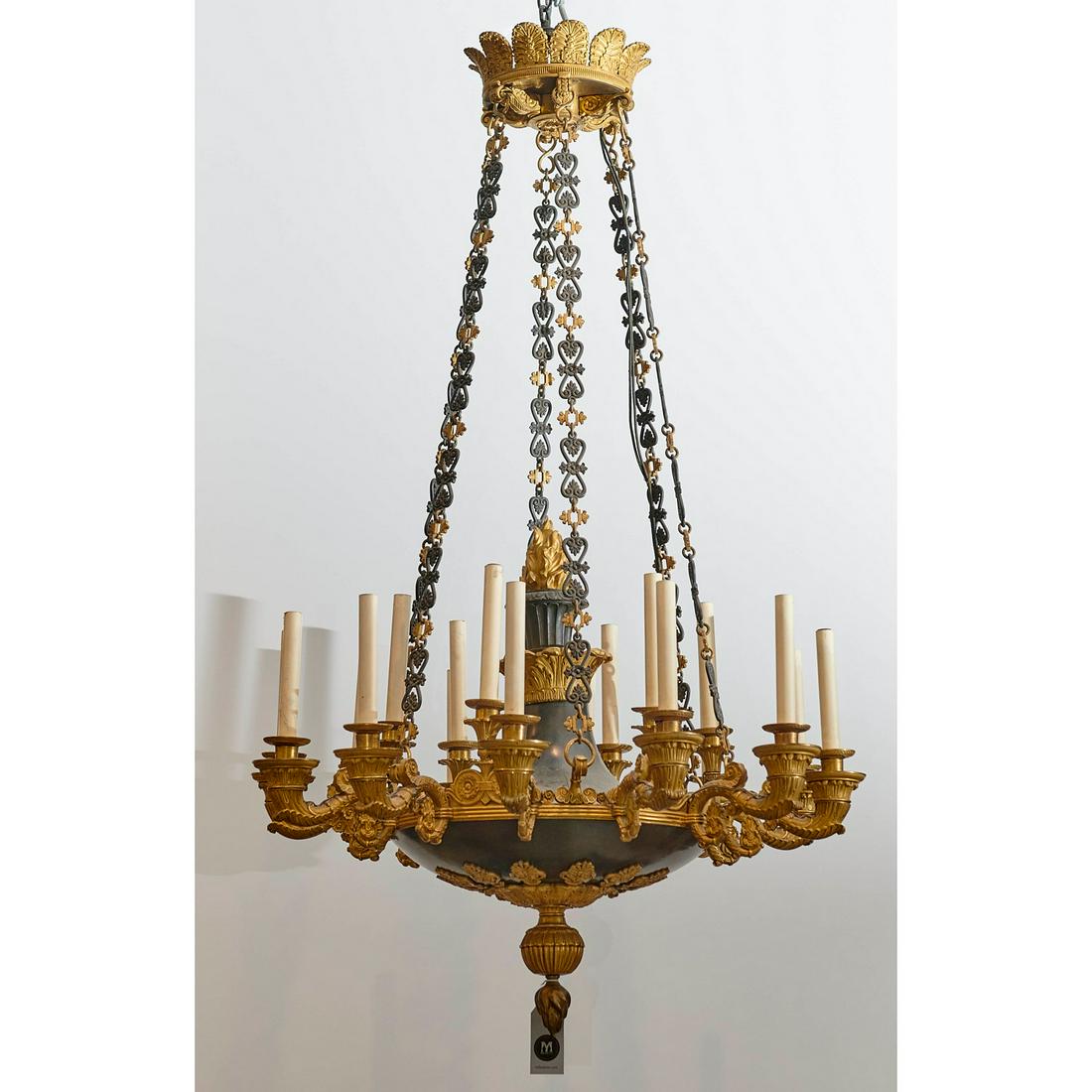 Fine French Empire 12-arm bronze chandelier (1 of 8)