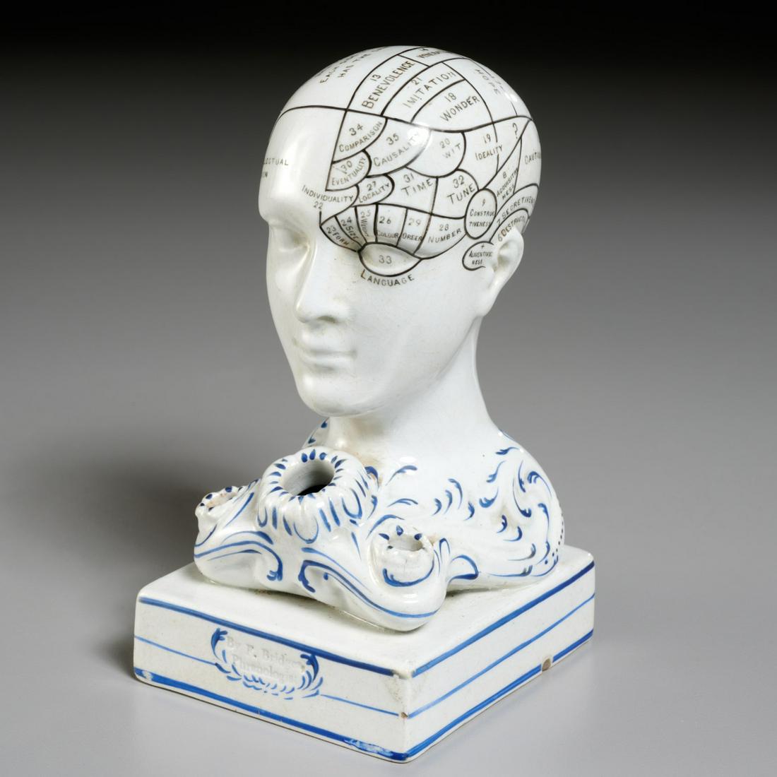 Bennington pottery phrenological head inkwell (1 of 5)