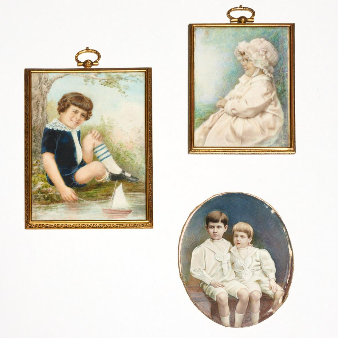 (3) antique portrait miniatures of children (1 of 5)